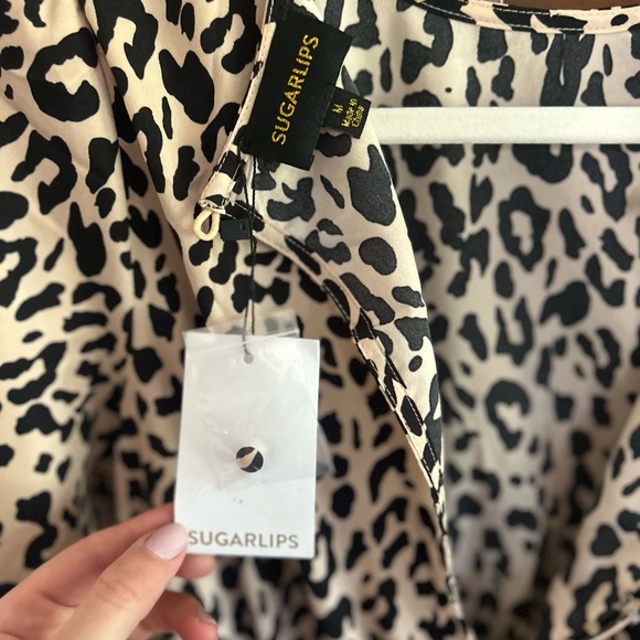 NWT Sugarlips Lassie Leopard Showoff Smocked Waist Midi Dress - Picture 2 of 7